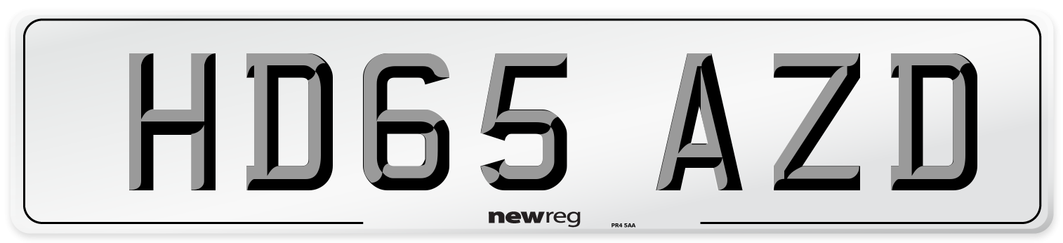 HD65 AZD Number Plate from New Reg